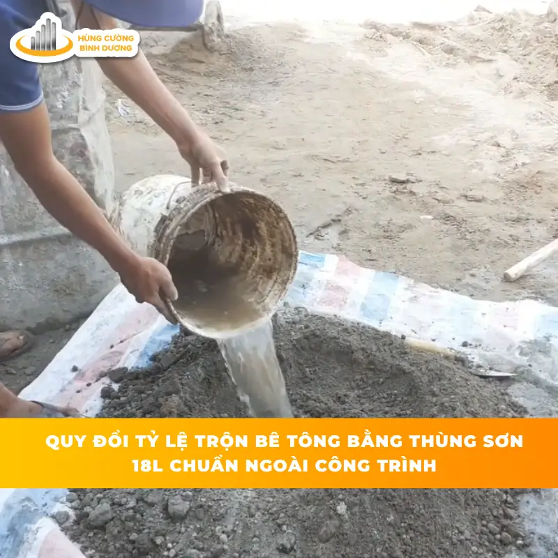 1 Khối Bê Tông Cần Bao Nhiêu Bao Xi Măng? Mẹo Tính Chuẩn Tránh Thất Thoát 3 Quy-Doi-Ty-Le-Tron-Be-Tong-Bang-Thung-Son-18L-Chuan-ngoai-Cong-Truong